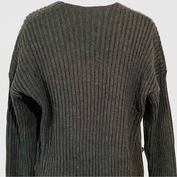 Sadie & Sage, EUC, Distressed Sweater, Open Front,  Charcoal Gray Cardigan, Med - Picture 10 of 14